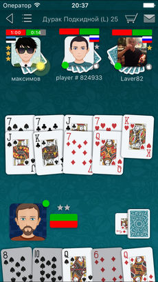 Gameplay screenshots of the Durak online LiveGames - card game for iPad, iPhone or iPod.